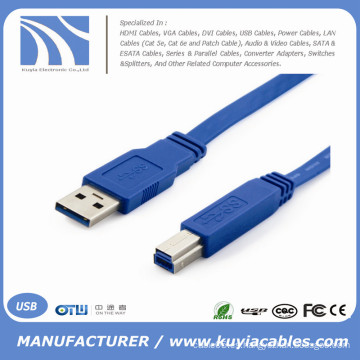 Alta velocidad USB 3.0 AM / BM Impresora Cable plano 35cm, 50cm, 1m, 2m, 3m, 5m ..